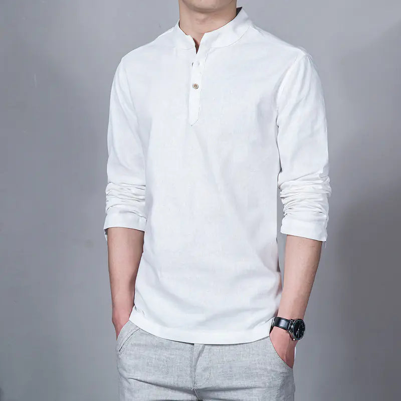 Cotton Linen Shirt for Men, Plus Size, Solid Color magnolia sales
