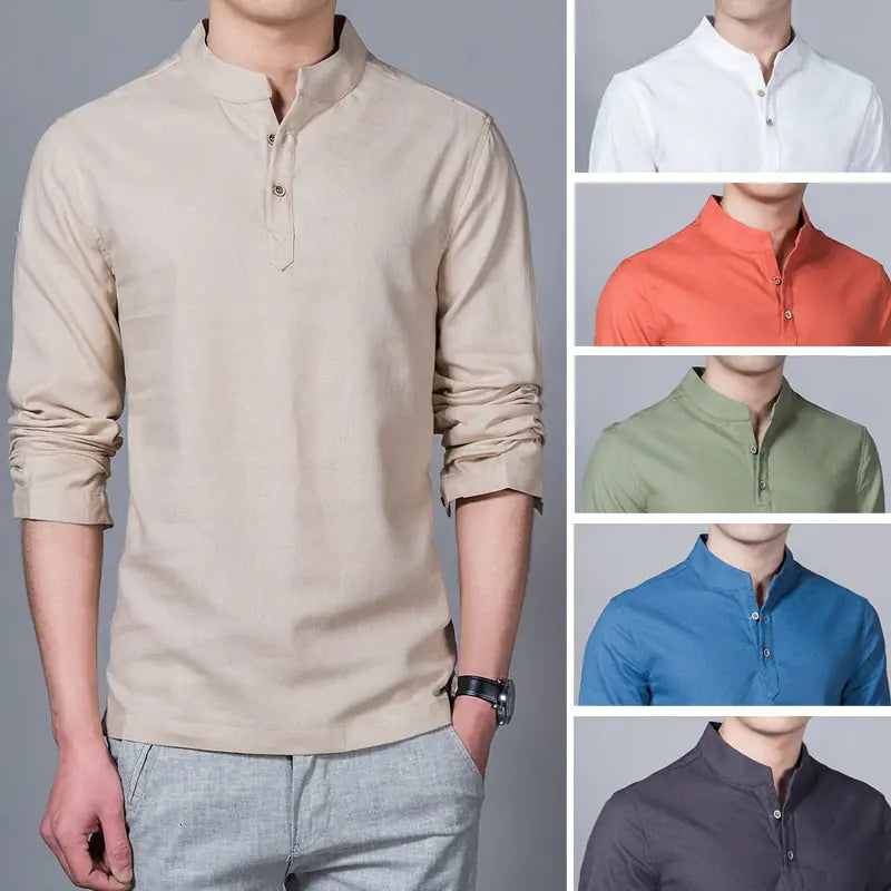 Cotton Linen Shirt for Men, Plus Size, Solid Color magnolia sales