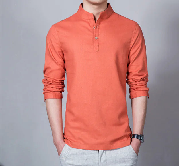 Cotton Linen Shirt for Men, Plus Size, Solid Color magnolia sales