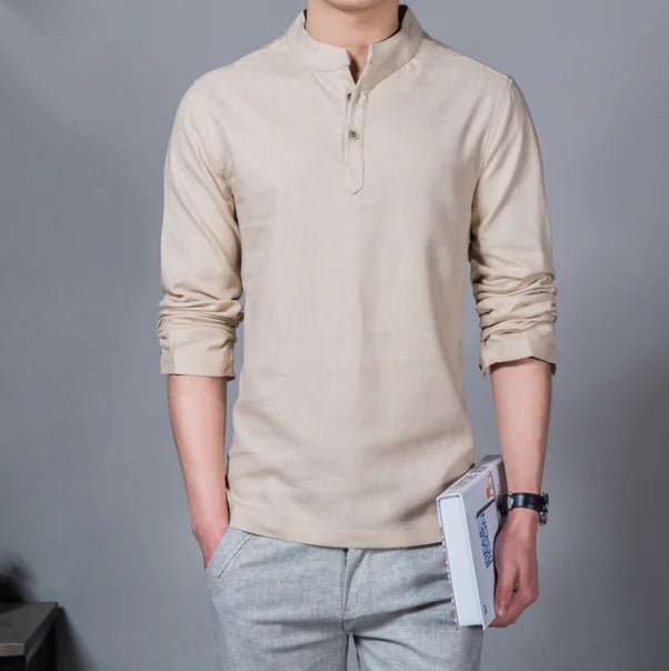 Cotton Linen Shirt for Men, Plus Size, Solid Color magnolia sales