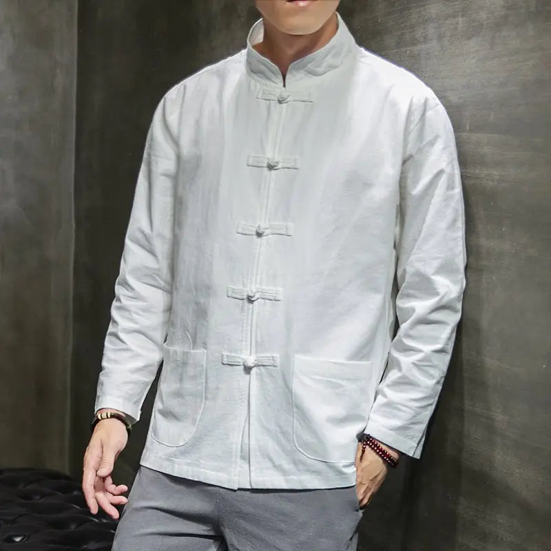Plus Size Retro Button Embroidered Cotton Linen Jacket magnolia sales